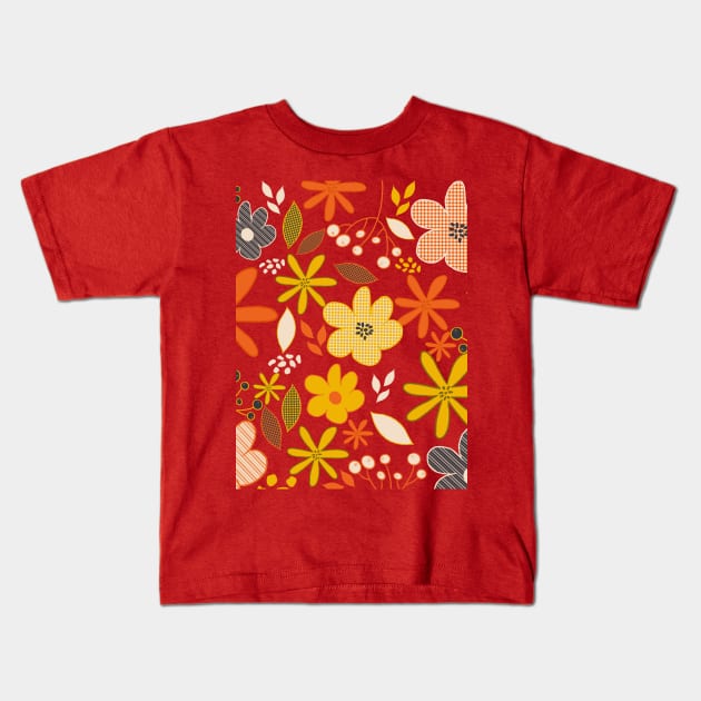 Retro Floral Print Kids T-Shirt by NiftyGiggles